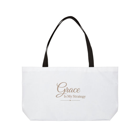 Grace Is My Strategy Weekender Tote Bag — Inspirational Travel & Everyday Carryall